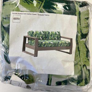West Elm Portside Outdoor 65" Sofa Cushion Cover Bali Tropic Oasis Green Sunbrel